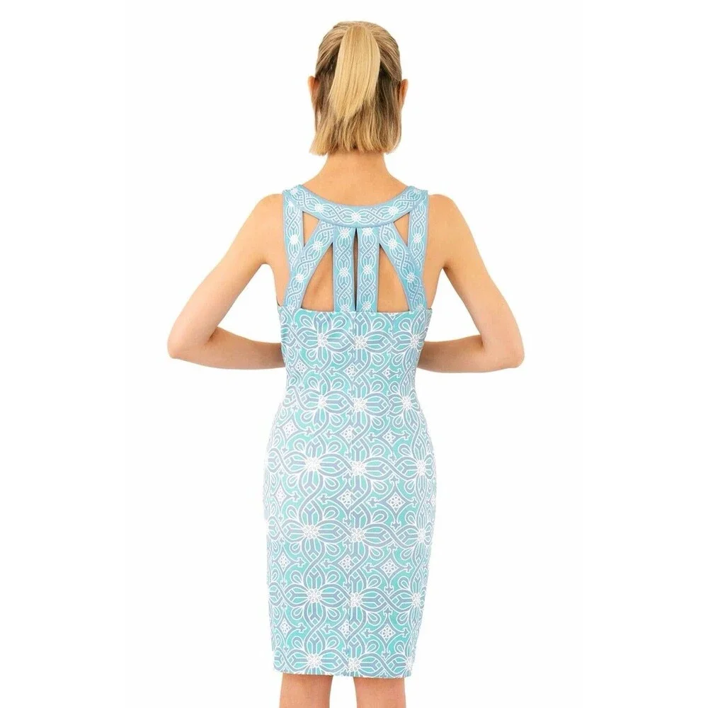 Gretchen Scott Womens Size XS Jersey Isosceles Turquoise & Periwinkle Mini Dress
